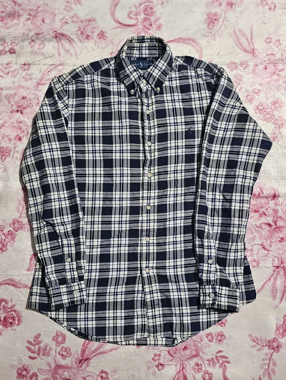 Polo by Ralph Lauren Navy and White‎ Plaid Button-Down Shirt